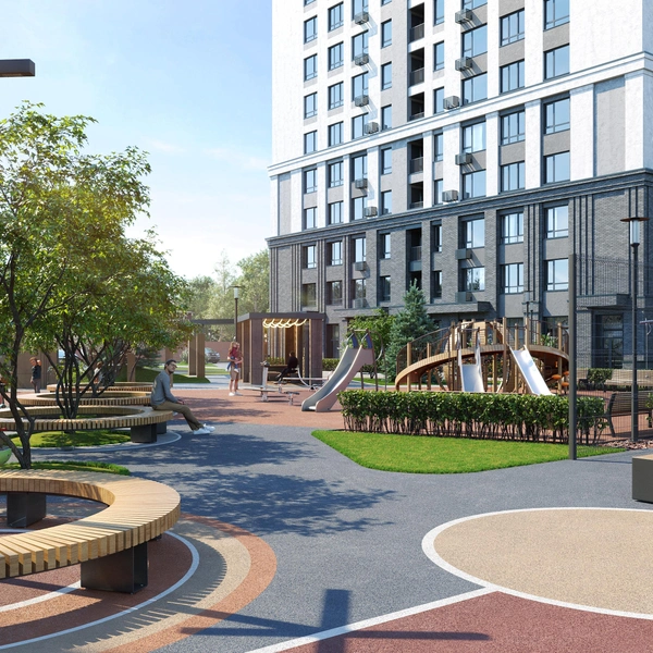 Авторский ландшафт с вечнозелеными растениями из сибирских питомников и яблоневой аллеей | Источник: ООО&nbsp;«СЗ ЦИФРА»