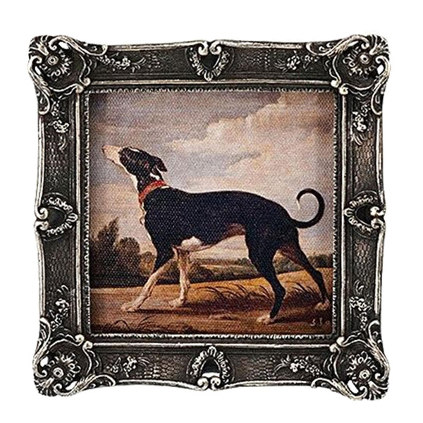 Картина в раме «Черная собака, смотрящая в небо», Glasar