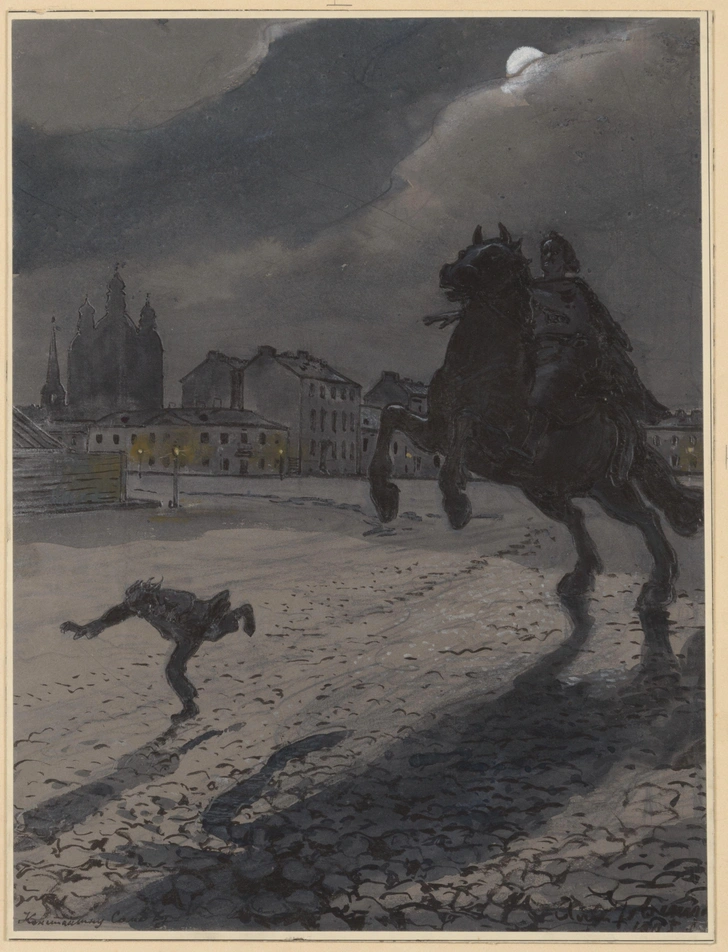 А. Н. Бенуа. «Вариант фронтисписа к поэме А. С. Пушкина „Медный всадник“. 1905. Государственный Эрмитаж | Источник: пресс-служба выставки