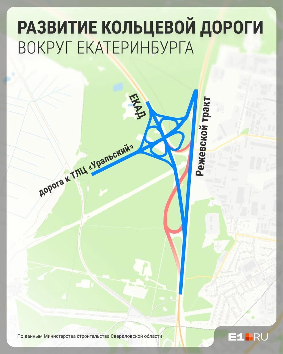Такой будет развязка на пересечении ЕКАД и Режевского тракта | Источник: Филипп Сапегин / E1.RU