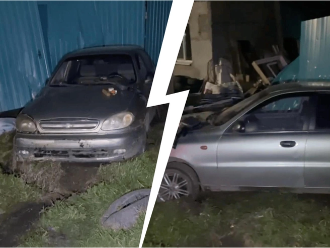 Автомобиль врезался в ограждение жилого дома в Творогово | Источник: Госавтоинспекция по Ярославской области / Telegram
