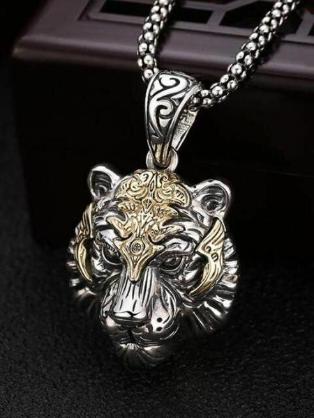 Ожерелье-оберег «Тигр», антикварное серебро