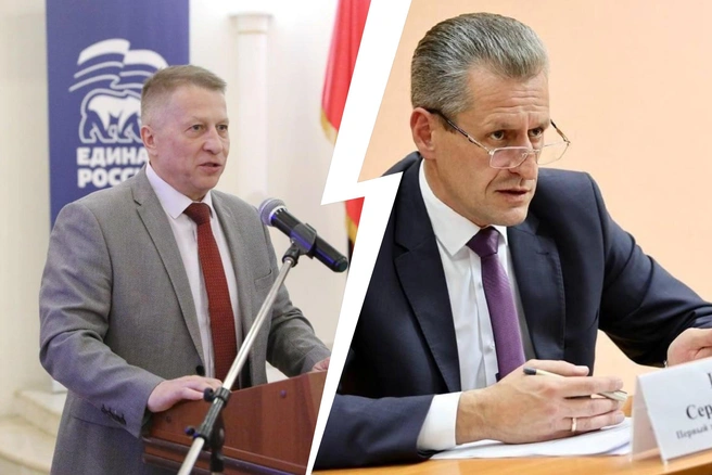 Бывший мэр Долгопрудного Олег Сотник (слева) и новый — Сергей Иванов (справа) | Источник: Олег Сотник / T.me; Администрация Королева / Vk.com