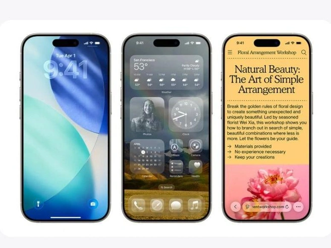 Дизайн новой iOS 26 станет «стеклянным» | Источник: apple.com