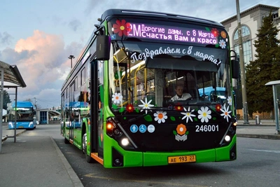 В Сочи женщин поздравляли с 8 Марта в автобусах