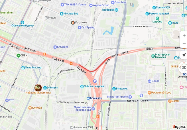 На ЗСД закроют съезд с Витебской развязки. На Лермонтовском ограничат движение до середины лета | Источник: Пресс-служба «Магистрали Северной столицы»
