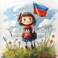 Открытки ко Дню России: с флагом, матрешками и детьми