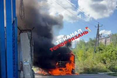 В Рязани сгорела маршрутка