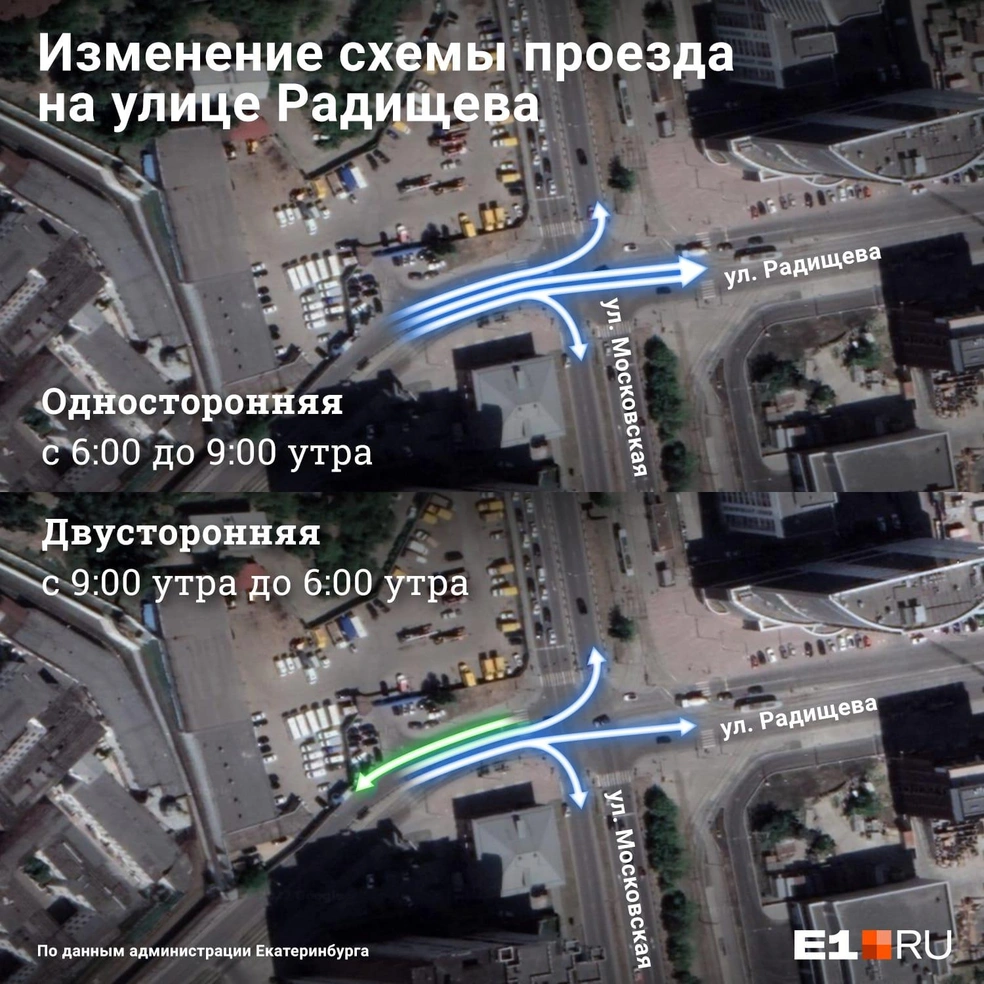 Как работает односторонка на Радищева в Екатеринбурге. 4 февраля 2022 года  - 4 февраля 2022 - Е1.ру