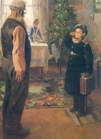 «Прибыл на каникулы». Федор Решетников, 1949 | Источник: Wikimedia Commons 