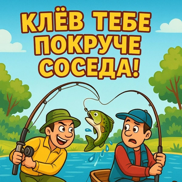 День Рыбака: открытки близким, смешные открытки, открытки другу на день рыбака, открытки на день рыбака, рыбак | Источник: theDay/DALL-E