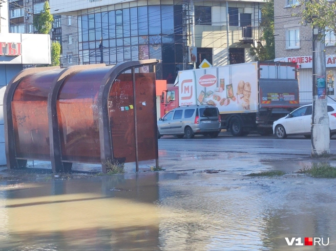 Людям пришлось перемещаться на соседнюю остановку, провожая взглядом уезжающие автобусы | Источник: читатели V1.RU