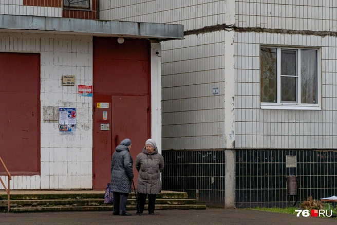 Местные непринужденно болтают возле чистых подъездов | Источник: Кирилл Поверинов / 76.RU