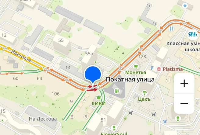 Пробка на улице Покатной | Источник: «2ГИС»