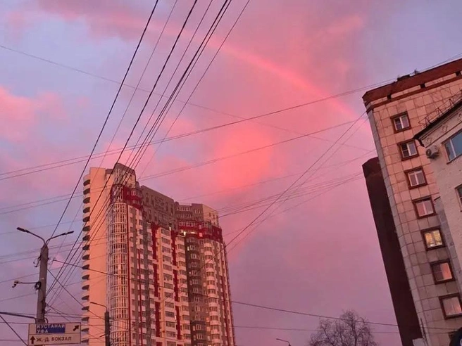 Даже радуга была розовой | Источник: читатель 74.RU