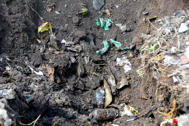 Копнув землю экскаватором, можно увидеть мусорные недра, остающиеся от такой «ликвидации» | Источник: Артем Краснов