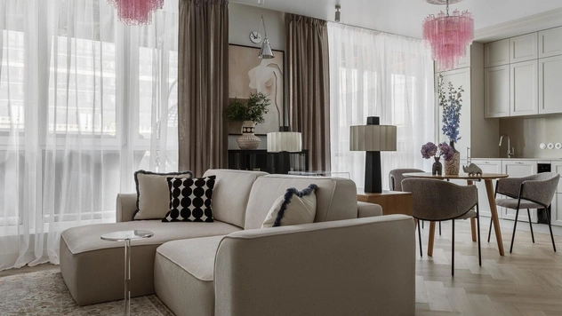 Стекло и симметрия: квартира 44 м² в Краснодаре