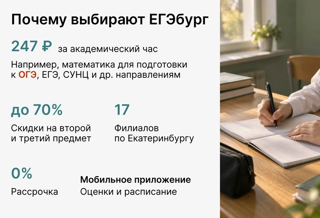 Низкая стоимость академчаса в группе ведущих учителей-предметников Екатеринбурга делает успешную подготовку к ОГЭ доступной для большинства семей | Источник: Ирина Калмыкова