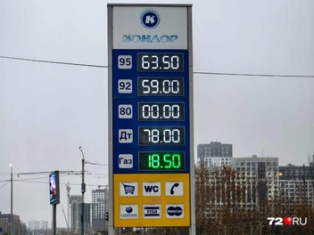 Актуальные цены: 95-й ушел в минус на четыре рубля и пятьдесят копеек, 92-й — на четыре рубля. Дизель — улетел в космос, +7 рублей. Газ — выше на два рубля, прошло всего полтора месяца | Источник: Павел Красоткин / 72.RU