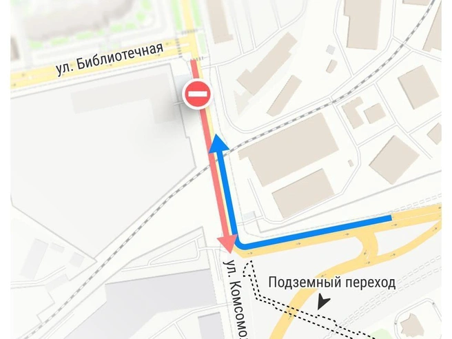 Схема показывает расположение планируемого подземного пешеходного перехода. | Источник: Филипп Сапегин / E1.RU