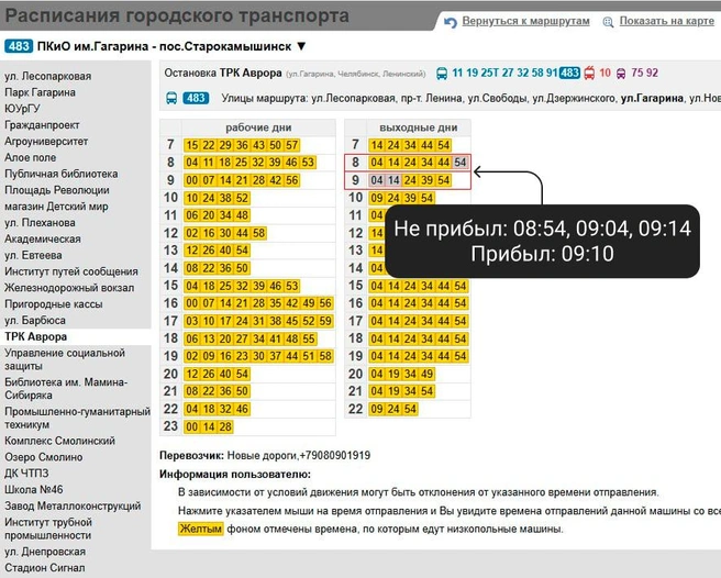Горожане насчитали два рейса, не пришедших по расписанию. А чиновники — лишь один | Источник: gortrans74.ru