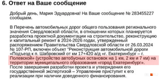 В минтрансе заверили, что обустроят дополнительные остановки, но только когда будут полностью реконструировать дорогу | Источник: читатель E1.RU