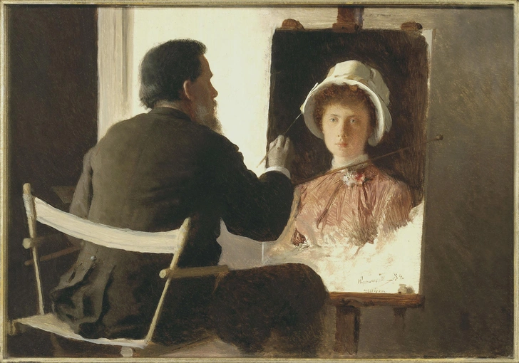 Иван Крамской. Крамской, пишущий портрет дочери. 1884 | Источник: Wikimedia Commons 
