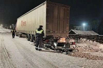 Снегоход врезался в грузовик, водитель погиб