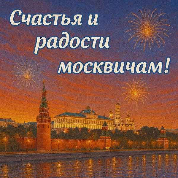 день города москва, день города москва 2025, день города москва 2025 какого числа, салют на дне города москва, открытка с днем города, скачать открытку с днем города, с днем города открытки красивые, открытка с днем города москвы | Источник: theDay/DALL-E