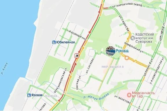 Длина этой пробки&nbsp;— почти 2 километра | Источник: yandex.ru/maps