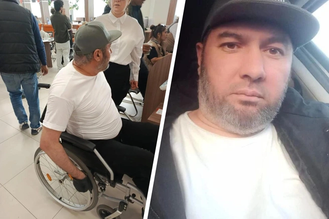 Инвалид на коляске не смог зайти в поликлинику из-за крутого пандуса и межэтажного лифта | Источник: из личного архива Ойбека Аликулова