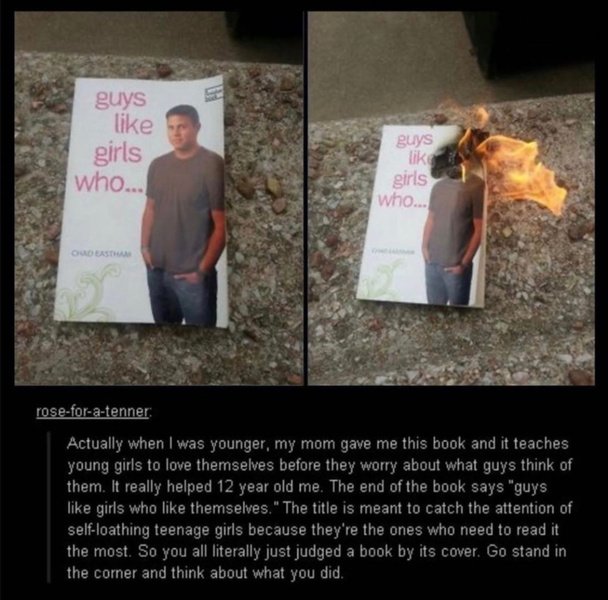 Девушку пристыдили за то, что она сожгла, как она думала, сексистскую книгу
