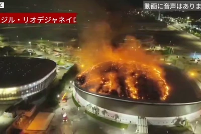 В Рио загорелась крыша велодрома во время турнира