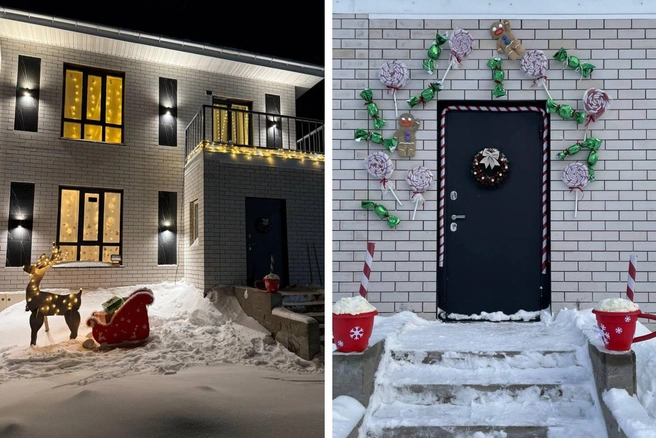 Семья Натальи большую часть украшений смастерила своими руками. Сначала хотели сделать только сани, но следом за ними появились и другие украшения | Источник: Наталья Кирюхина