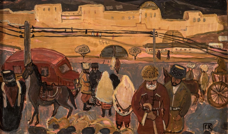 Галина Конопацкая. «Базар у Дербента», 1964. Картон, гуашь, лак. | Источник: пресс-служба ВДНХ