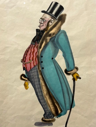 Николай Акимов (1901–1968) Эскизы костюмов к спектаклю «Свадьба Кречинского» по пьесе А. В. Сухово-Кобылина. 1966. Бумага, карандаш, акварель, гуашь. Санкт-Петербургский государственный музей театрального и музыкального искусства | Источник: пресс-служба выставки