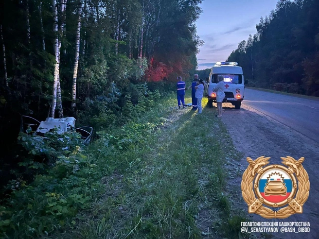 Автомобиль слетел в кювет | Источник: Госавтоинспекция Башкирии