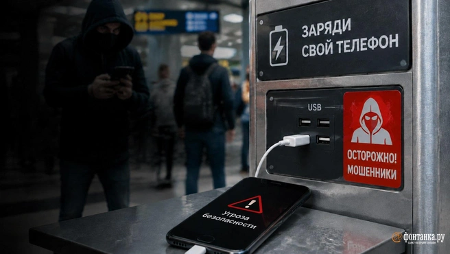 Общественные USB-зарядки — новый источник угрозы мошенников. Рассказываем, как защититься | Источник: Chat GPT / «Фонтанка.ру»