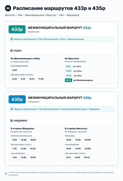 Расписание автобусов до Максимовщины и Жердовки | Источник: Минтранс Иркутской области / «Макс»