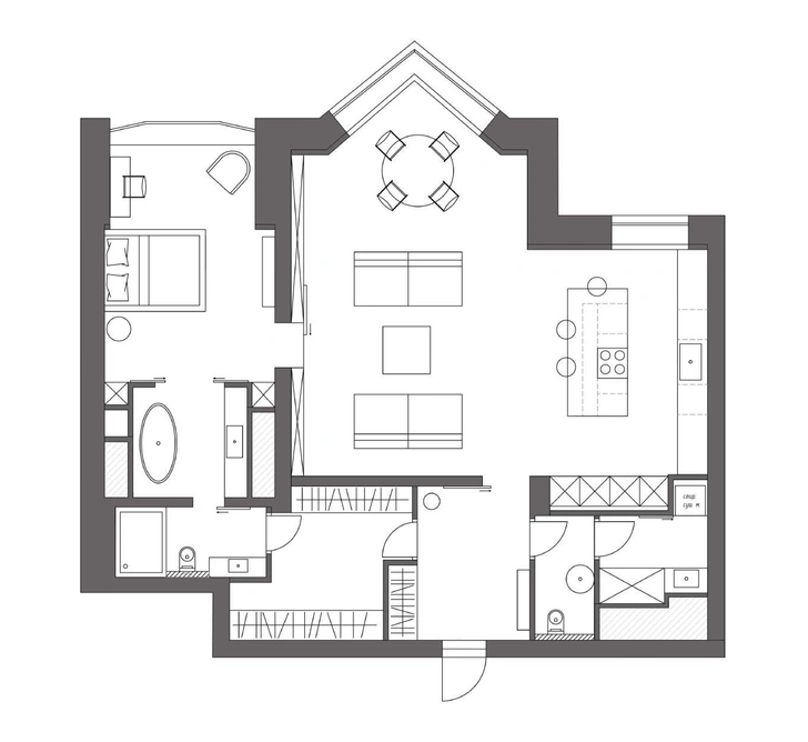 Московская квартира в оттенках графита 100 м²