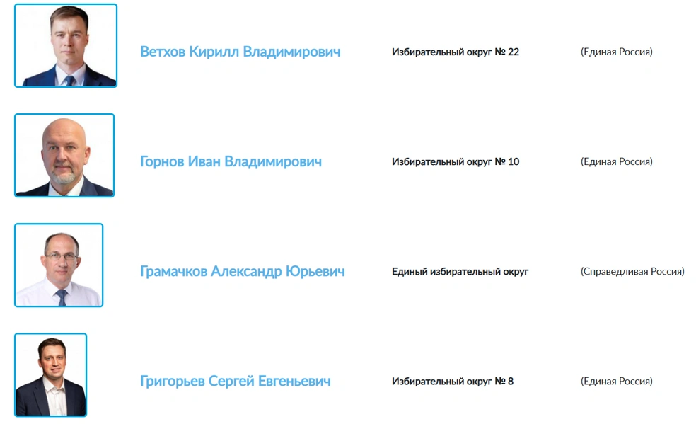 В разделе «Депутаты» Галкина уже нет | Источник: chelduma.ru