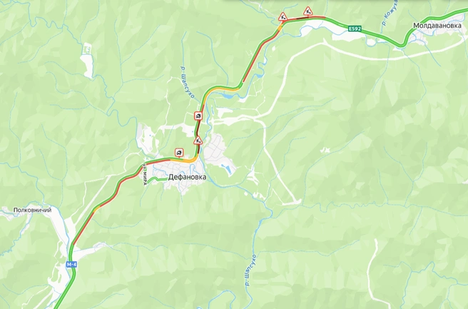 Пробка у Дефановки | Источник: yandex.ru/maps