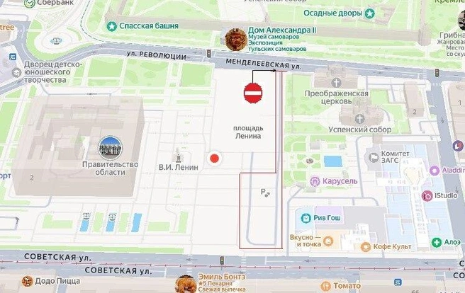 Здесь указано, какая часть парковки будет перекрыта | Источник: Администрация города Тула