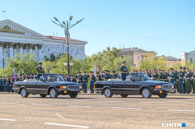 Парад войск Читинского гарнизона посвящен 80-летию победы над милитаристской Японией и окончанию Второй мировой войны | Источник: Олег Фёдоров / CHITA.RU