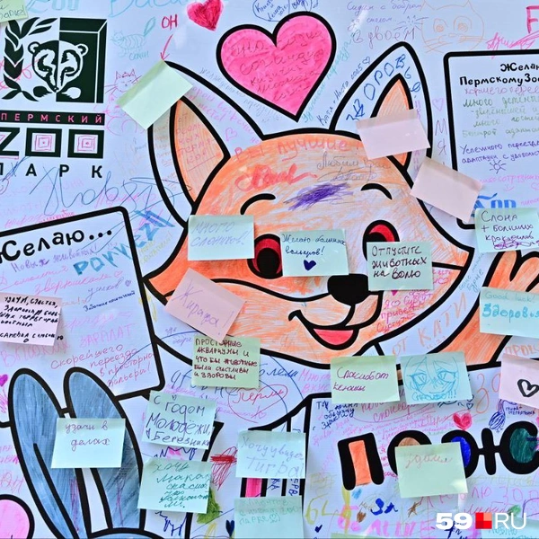 Пермяки писали пожелания на большом ватмане | Источник: Василина Любимова / 59.RU 