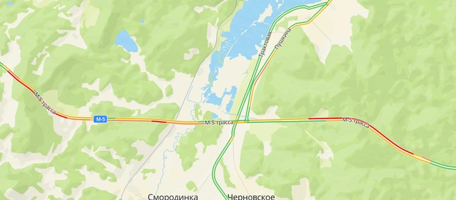 Затруднения наблюдаются на 14&nbsp;км | Источник: 2ГИС