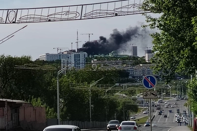 На стройке кампуса в Уфе произошёл пожар