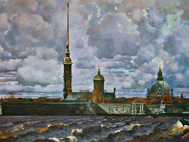 Бурный день на Неве 2009 г. Холст, масло | Источник: Пресс-служба ГМИ СПб