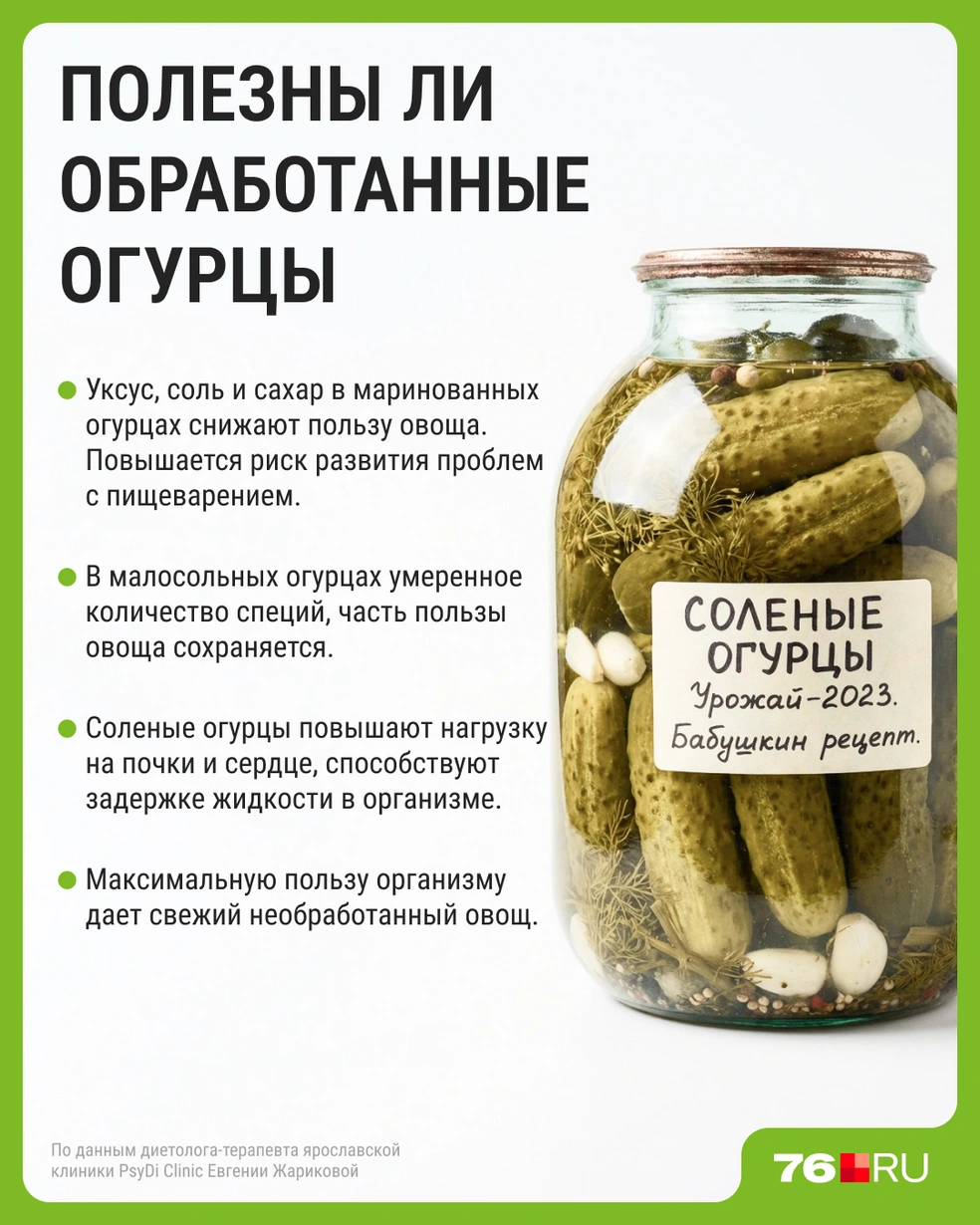Какие огурцы полезнее&nbsp;— свежие, маринованные, соленые или малосольные? | Источник: Мария Романова / Городские медиа