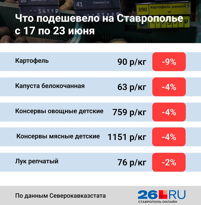 Статистика цен на продукты | Источник: Анна Санькова / 26.RU